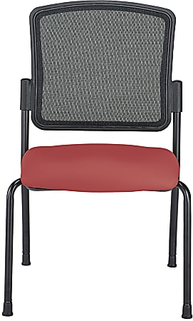WorkPro® Spectrum Series Mesh/Vinyl Stacking Guest Chair with Antimicrobial Protection, Armless, Red, Set Of 2 Chairs