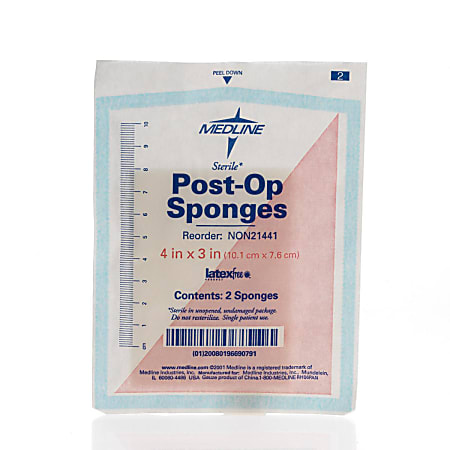 Medline Post-Op Sterile Gauze, 4" x 3", White, Case Of 1,200