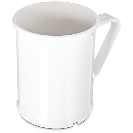 Carlisle Polycarbonate Handled Mugs, 9.6 Oz, White, Pack