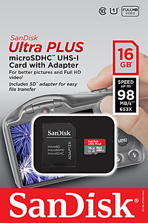 Sandisk Ultra Plus Microsdhc Memory Card 16gb Office Depot