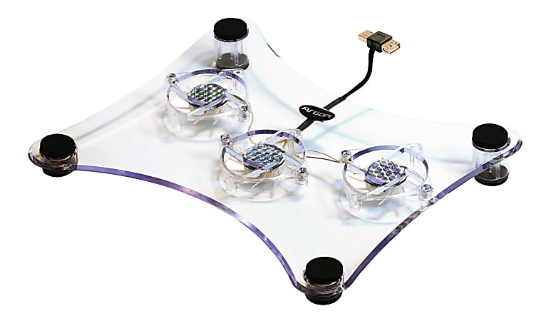 Argom Tech Notebook Cooling Pad With 3 Fans, 9-5/8&rdquo;H x 1-5/16&rdquo;W x 11-5/8&rdquo;D