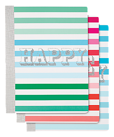 Divoga® Composition Notebook, Sparkle Type Collection, 7-1/2" x 9-3/4", 1 Subject, Wide Ruled, 160 Pages (80 Sheets), Assorted Colors