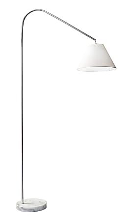 Adesso® Willa Arc Lamp, 82"H, White Shade/Chrome Base
