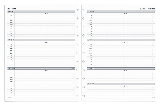 2027 TUL® Discbound Weekly Planner Refill Pages Set, Letter Size, January To December, Total Qty 1, TULLTFLRTIMERY27