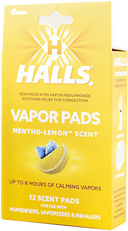 Crane Halls® Vapor Pads, Mentho-Lemon Scent, 4-5/16"H x 3"W x 1-1/4"D, Pack Of 12 Pads