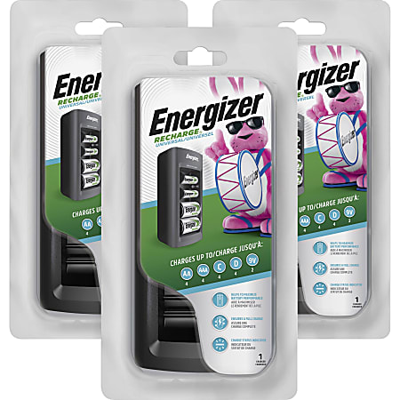 Energizer Recharge Universal Chargers - 3 / Carton - 6 Hour ChargingAA, AAA, C, D, 9V Energizer Recharge Universal Chargers - 3 / Carton - 6 Hour ChargingAA, AAA, C, D, 9V