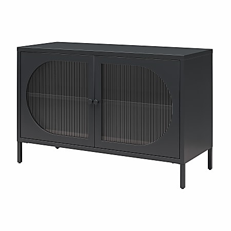 Ameriwood Home Mr. Kate Luna 40"W 2-Door Accent Cabinet With Fluted Glass, Black