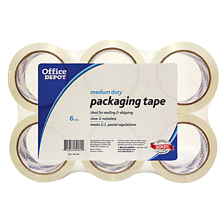 Office Depot® Brand Packaging Tape, 2" x 55 Yd., 3.0 Mil Thickness, Clear, Pack Of 6