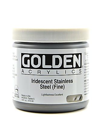 Golden Acrylic Paint, Fine, 16 Oz, Iridescent Stainless Steel