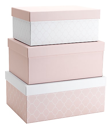 Office Depot® Brand Decorative Boxes, Pink, Set Of 3 Boxes