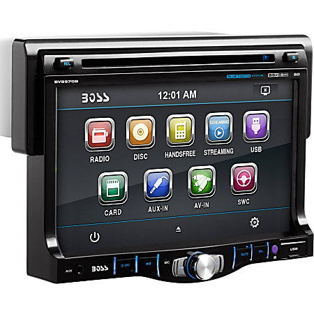 BOSS AUDIO BV8970B Single-DIN 7 inch Touchscreen DVD Player, Receiver, Bluetooth, Detachable Front Panel, Wireless Remote