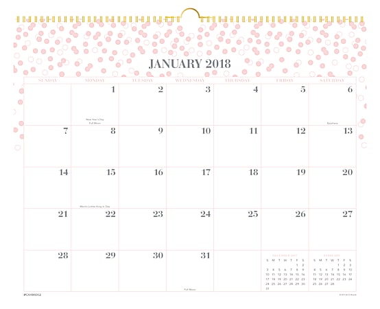 Cambridge® Work-Style Monthly Wall Calendar, Large, 14 7/8" x 11 7/8", Pink, January to December 2018 (CRM20827-18)
