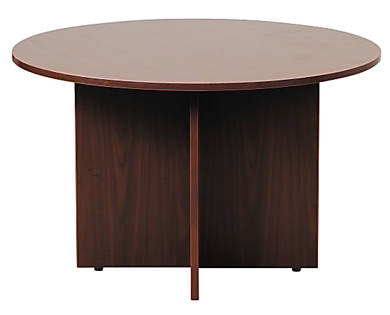 Boss Office Products 42"W Round Wood Conference Table, Mahogany