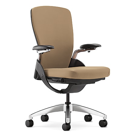 HON® Ceres® Upholstered Back Work Chair, 42 5/8"H x 27 1/2"W x 27 3/4"D, Taupe Fabric, Polished Aluminum Frame