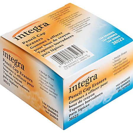 Integra Pink Pencil Cap Eraser - Pink - Wedge - 144 / Box - Latex-free