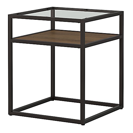 Bush Furniture Anthropology Glass Top End Table, Rustic Brown Embossed, Standard Delivery