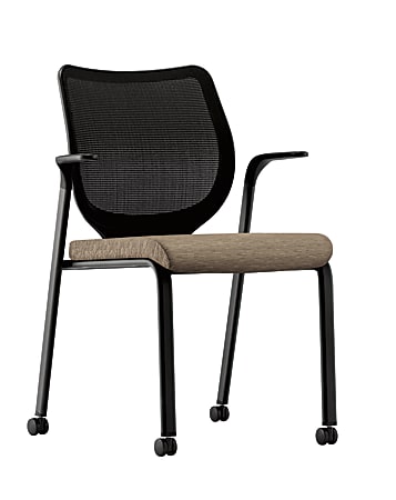 HON® Nucleus® Side Chair, With Arms And Casters, 37 1/8"H x 27"W x 26 1/4"D, Taupe Fabric