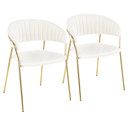 LumiSource Tania Chairs, White/Gold, Set Of 2 Chairs