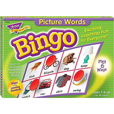 Trend Picture Words Bingo Game - Educational - 3 to 36 Players - 1 Each