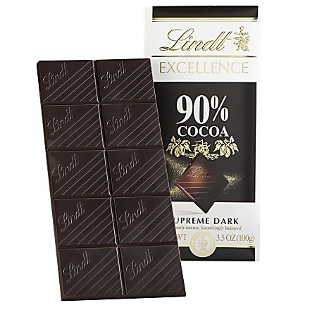 Lindt Excellence Chocolate, 90% Cocoa Chocolate Bars, 3.5 Oz, Box Of 12