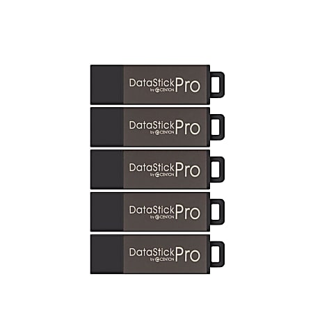 Centon DataStick Pro USB Flash Drives, USB 2.0, 16GB, Gray, Pack Of 5