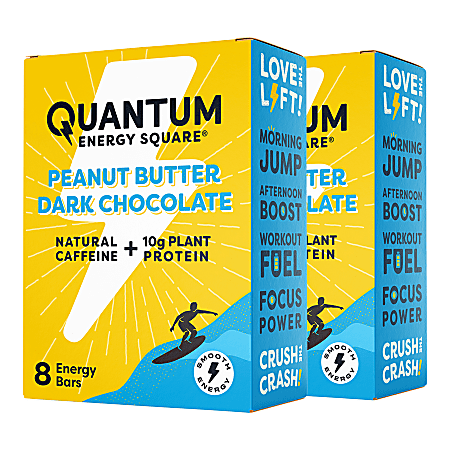 QUANTUM ENERGY SQUARE PEANUT BUTTER DARK CHOCOLATE HEALTH BARS - 16-1.69 OZ