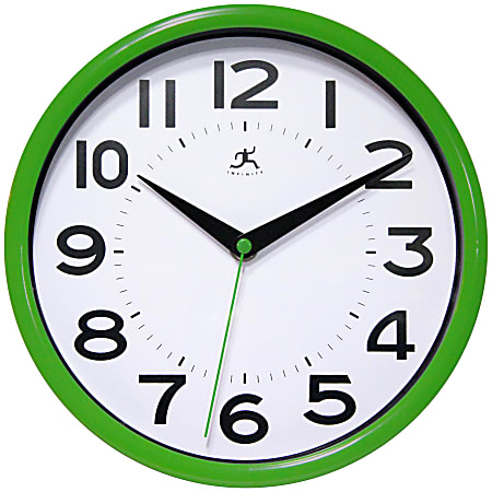 Infinity Instruments Metro Round Wall Clock, 9”, Green