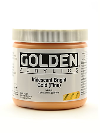 Golden Acrylic Paint, Fine, 16 Oz, Iridescent Bright Gold