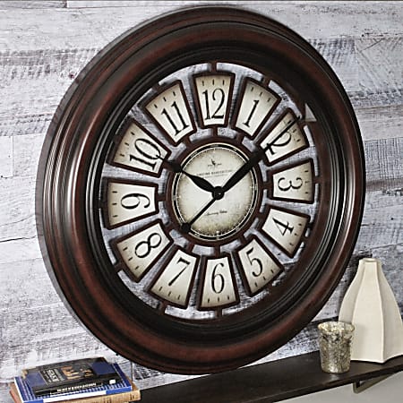 FirsTime® Majestic Hollow Wall Clock, 29" x 2", Aged Espresso