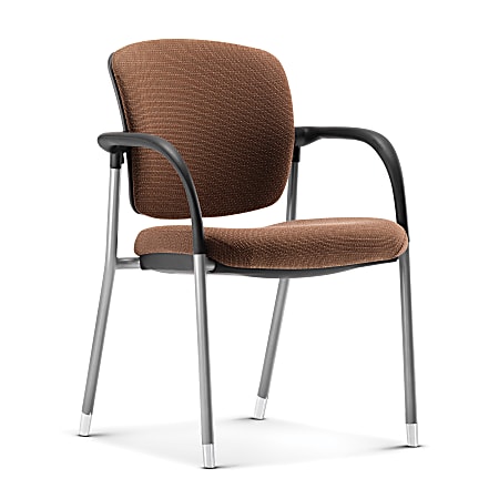 HON® Ceres® Upholstered-Back Side Chair, With Arms And Casters, 35"H x 24 1/2"W x 25"D, Sand Fabric