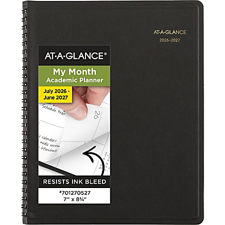AT-A-GLANCE® Academic 2026-2027 18-Month Monthly Planner, Black, Medium, 7" x 8 3/4"