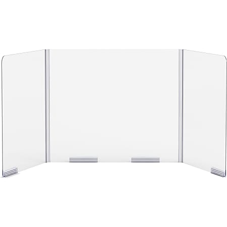 Lorell® Folding Social Distance Barriers, 24"H x 30"W, Clear, Set Of 2 Barriers