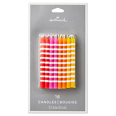 Hallmark Pink and Red Striped Birthday Candles Pack