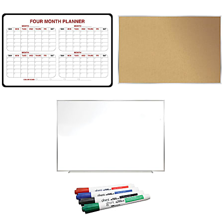 Ghent Work From Home Bundle, 24" x 36", White/Cork, Set Of 3 Boards