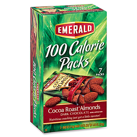Emerald Diamond 100 Calorie Packs Cocoa Roast Almonds - Cocoa, Almond - Packet - 0.63 oz - 7 / Box