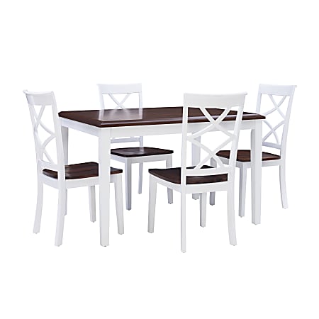 Powell Howard 5-Piece Dining Set, White/Cherry