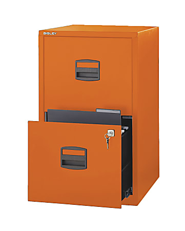 Bisley 14-13/16"D Vertical 2-Drawer Under-Desk Storage Cabinet, Metal, Orange