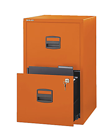 Bisley 14-13/16"D Vertical 2-Drawer Under-Desk File Cabinet, Orange