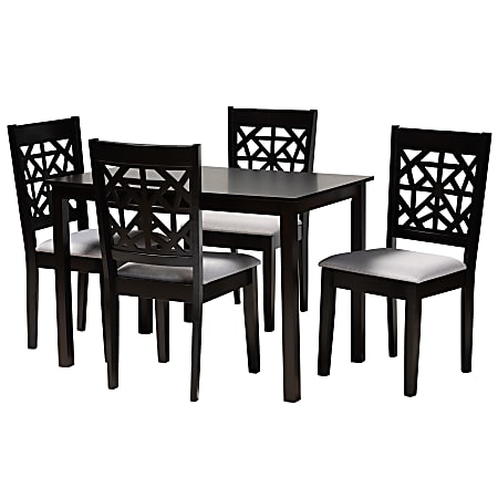 Baxton Studio Jackson 5-Piece Dining Set, 29-1/8"H x 43-5/16"W x 27-9/16"D, Gray/Espresso