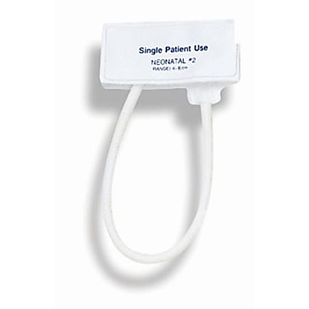 MABIS Disposable Infant Single-Tube Blood Pressure Cuffs, Neonatal #2, White, Pack Of 10