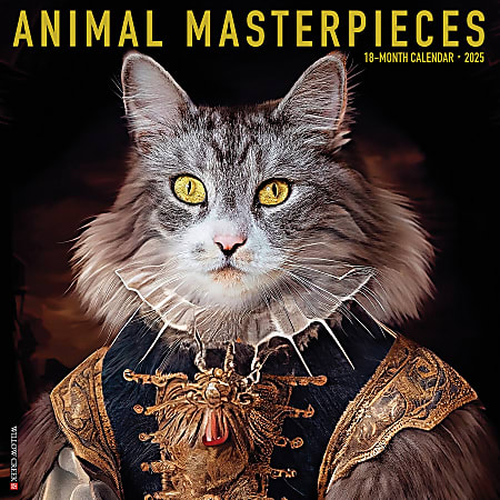 2025 Willow Creek Press Humor & Comics Monthly Wall Calendar, 12” x 12”, Animal Masterpieces, January To December, 41390