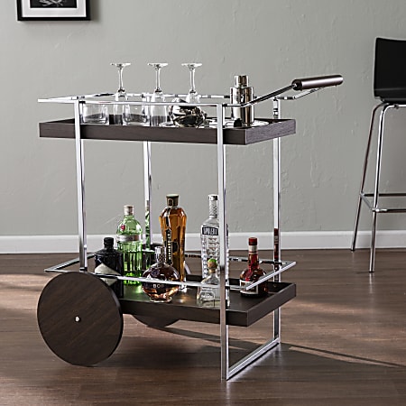 Chrome bar cart hotsell with wine rack