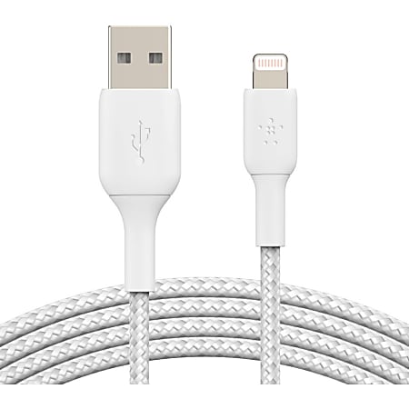 Belkin BoostCharge Braided USB-A To Lightning Cable - 6.6ft/2M, White