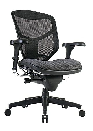 WorkPro® Quantum 9000 Series Ergonomic Mesh/Premium Fabric Mid-Back Chair, Black/Gray, BIFMA Compliant