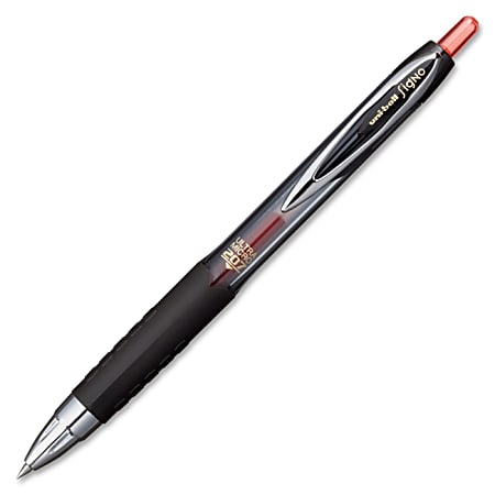 Uni-Ball Signo 207 Gel Pen - Ultra Micro Point Type - 0.38 mm Point Size - Refillable - Red Gel-based Ink - Clear Barrel - 1 Dozen