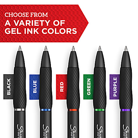 Sharpie S-Gel Retractable Gel Pen, Medium 0.7 mm, Assorted Ink, Black Barrel, 8/Pack