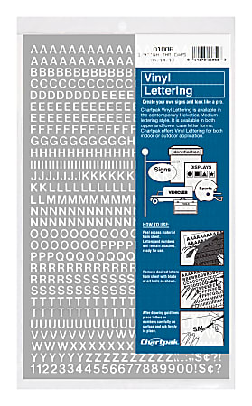 Chartpak Pickett Vinyl Letters And Numbers, 1/4", White