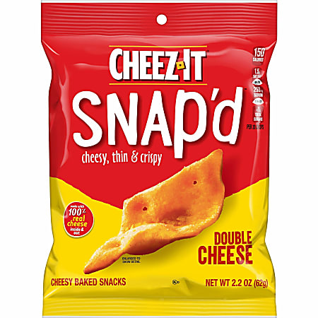 Cheez-It Snap'd Double Cheese Crackers - Cheese - 2.20 oz - 6 / Carton