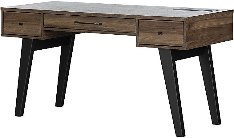 South Shore Helsy 60"W Computer Desk, Natural Walnut