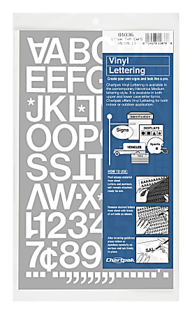 Chartpak Pickett Vinyl Letters And Numbers, 1", White